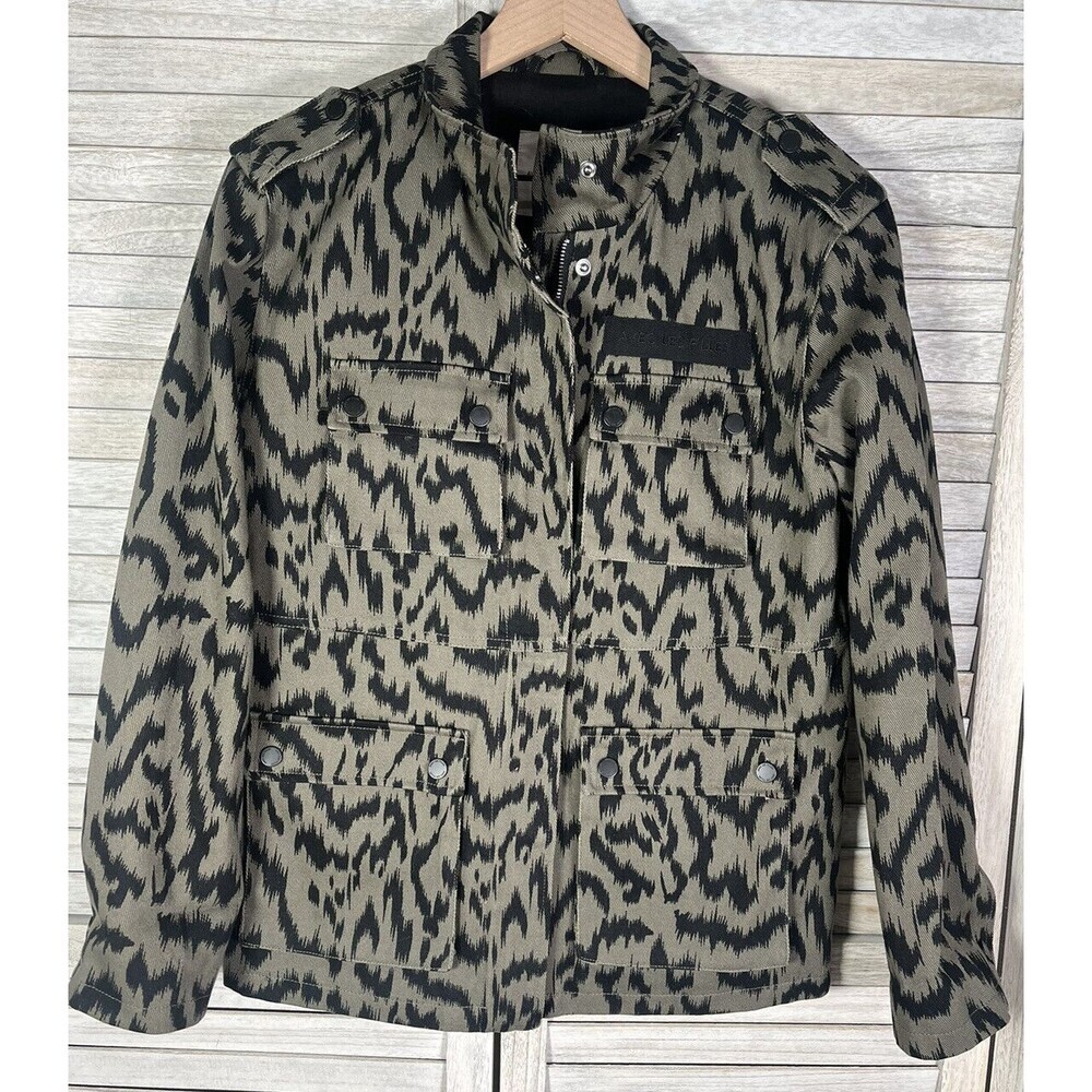 Avec Les Filles Anthropologie Women's XS Cotton Twill Cargo Jacket - Olive Zebra